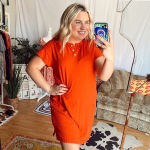 madewell orange red midi mini dress